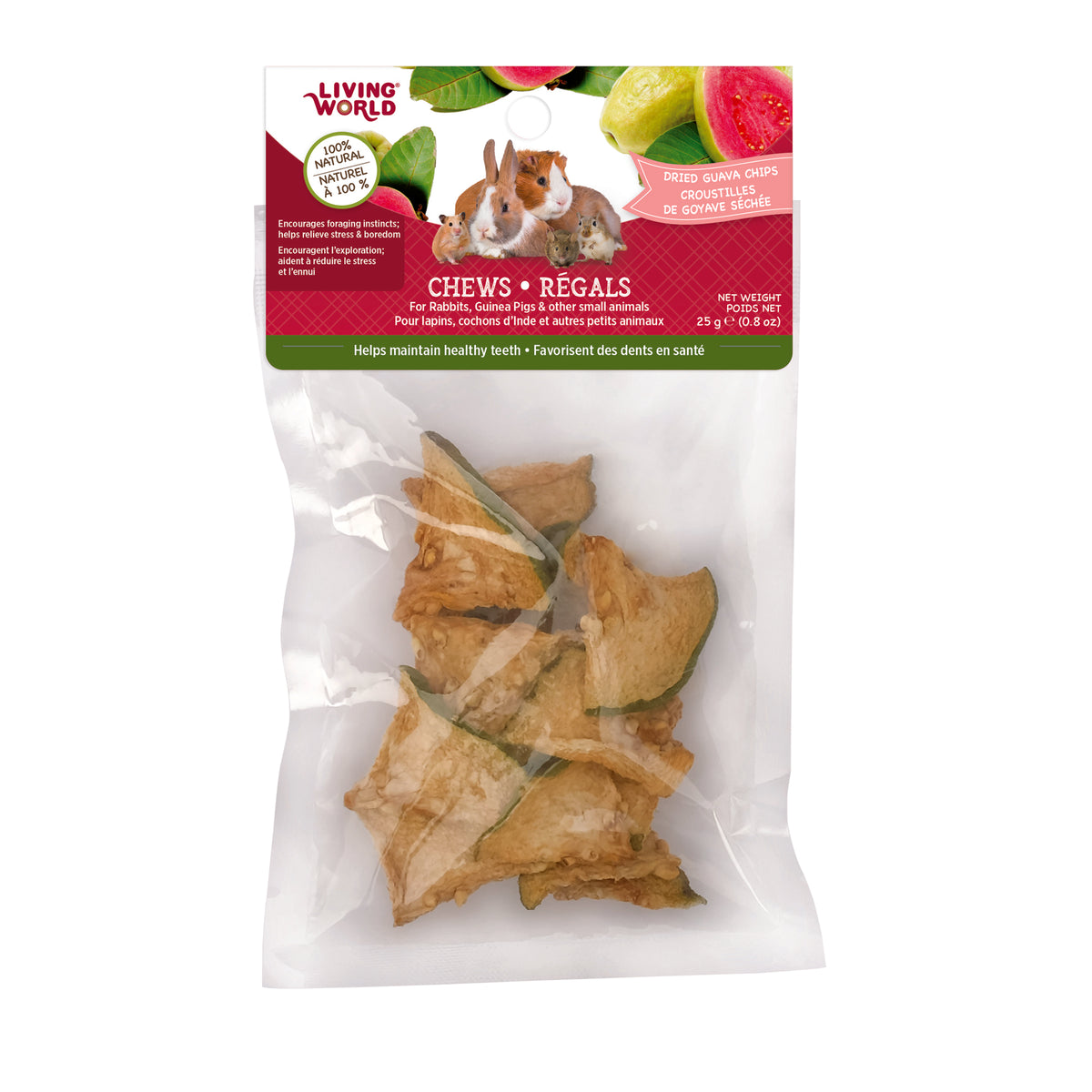 Régals à mâcher pour petits animaux, croustilles de goyave séchée 25 g