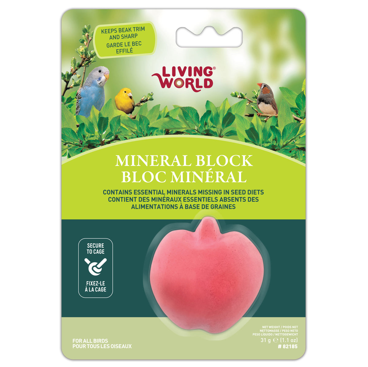 Bloc minéral en forme de pomme pour oiseaux 31 g