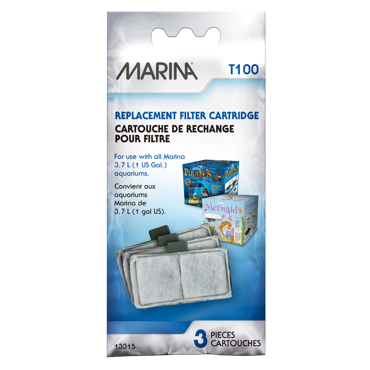 Cartouche de rechange pour filtre T100, pour aquariums de 3,7 L