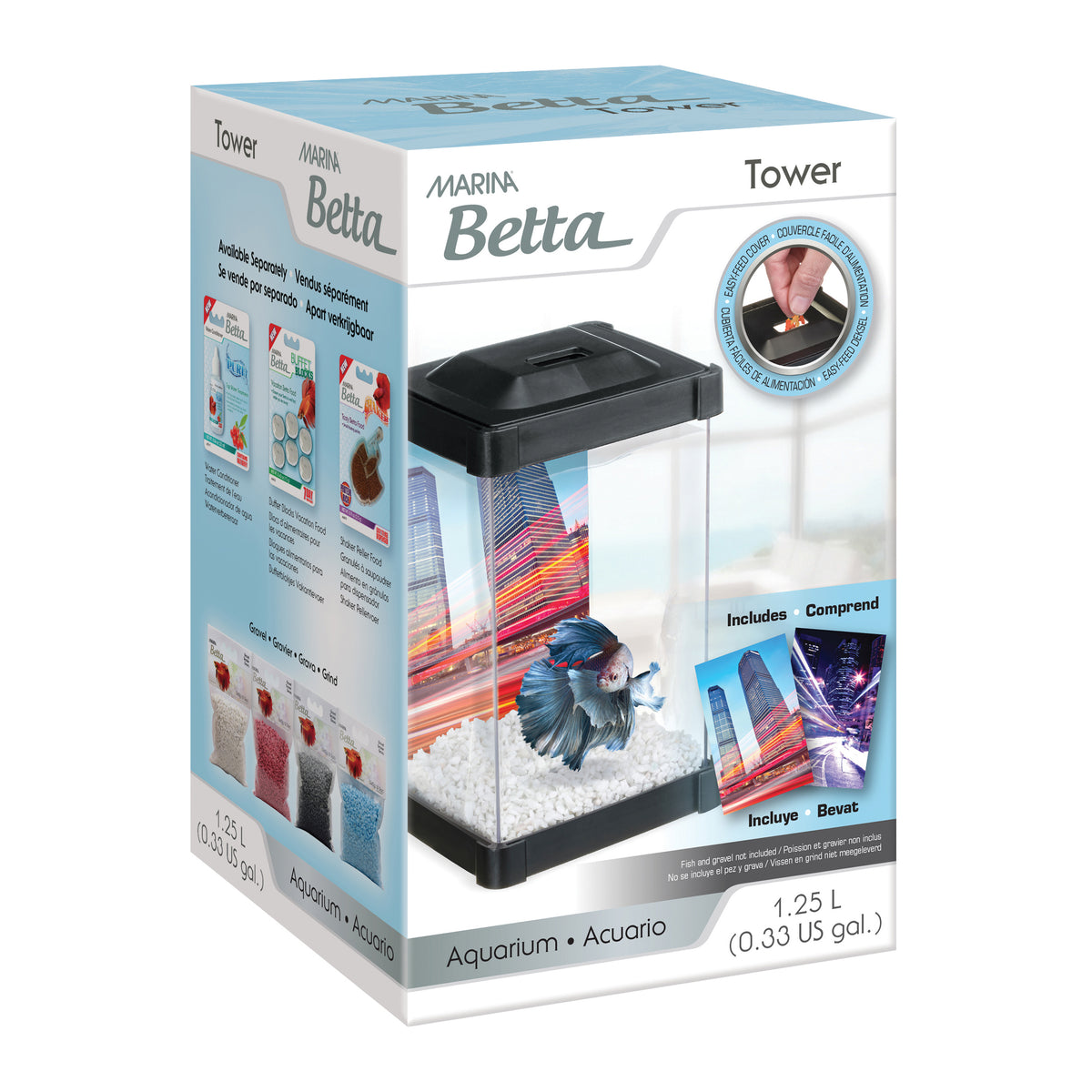 Aquarium en forme de tour pour betta 1,25 L