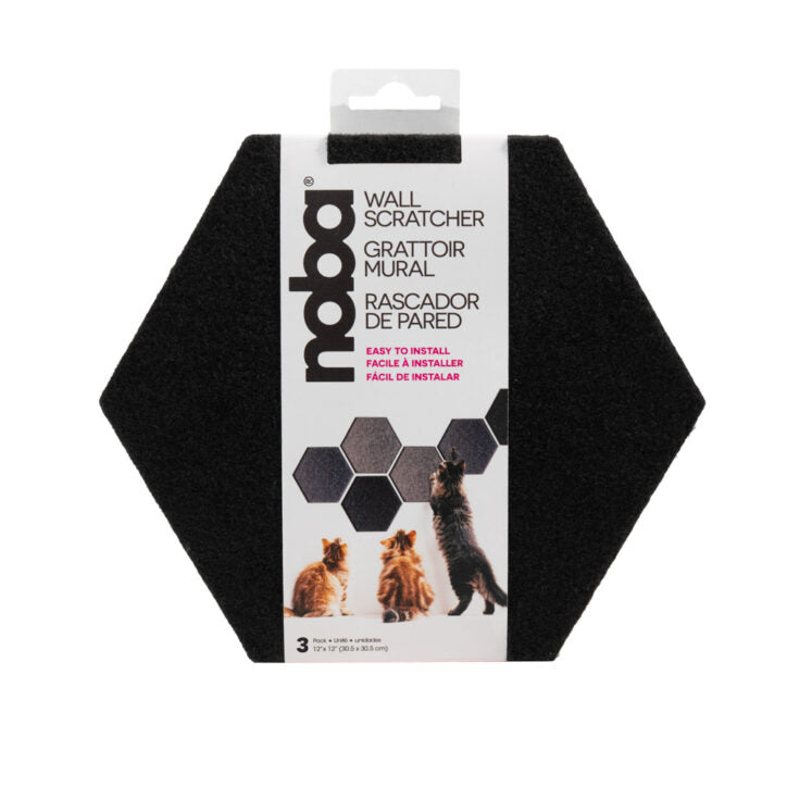 Griffoir mural hexagonal noir 26 cm (paquet de 3)