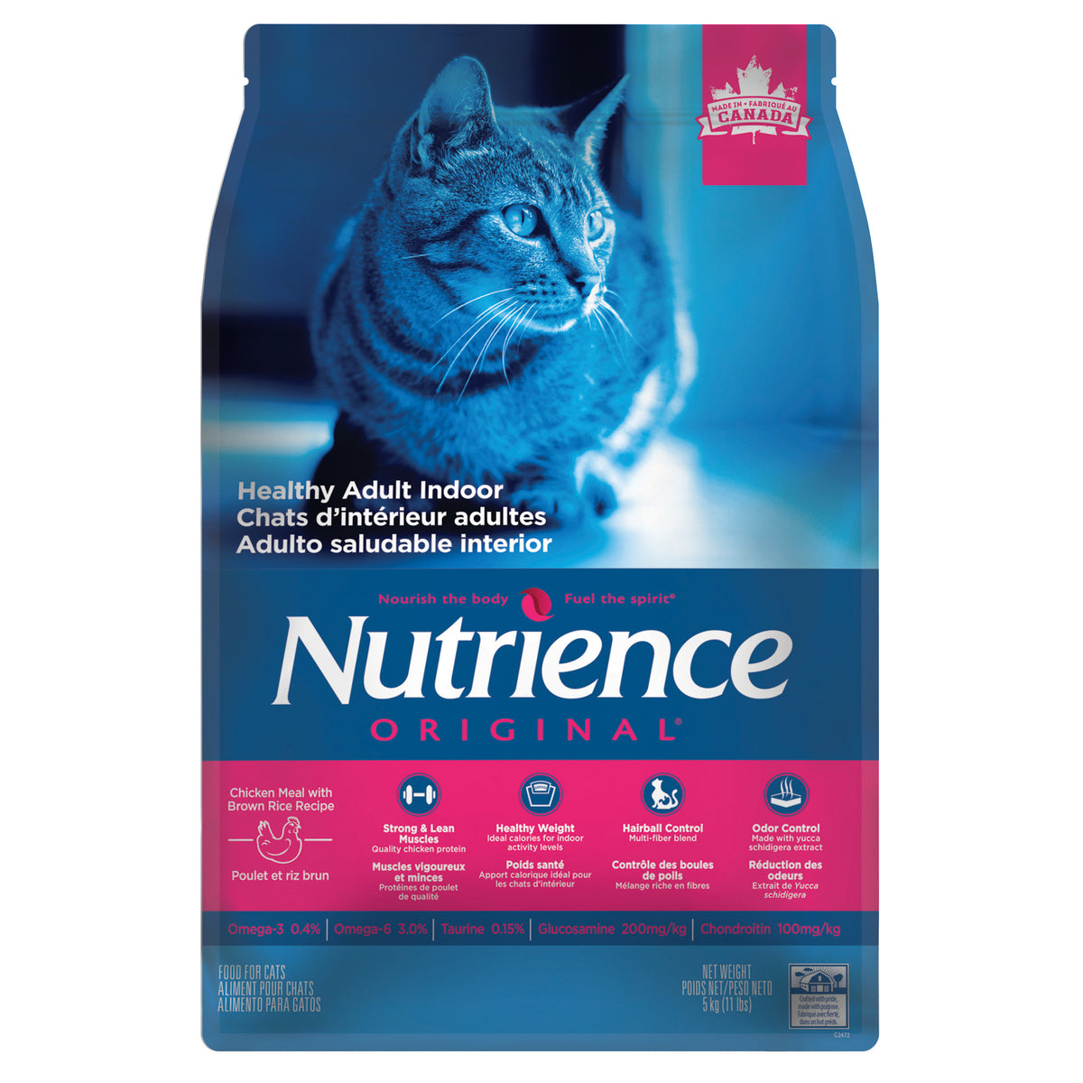 Nourriture sèche pour chats adultes d'intérieur Original, poulet et riz brun
