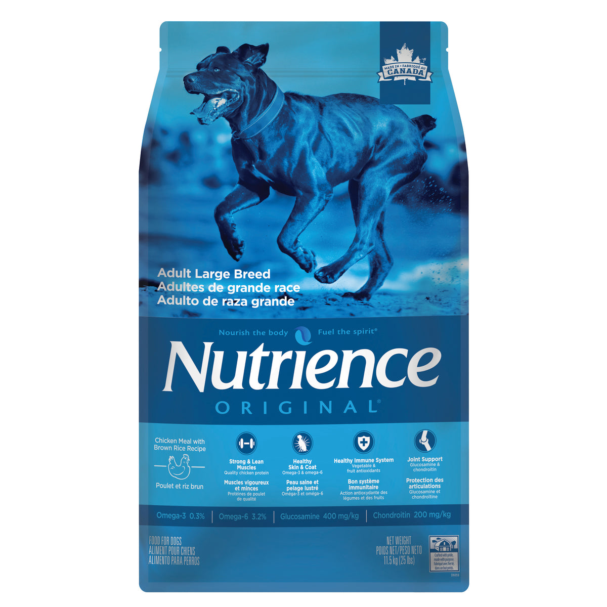 Nourriture sèche Original pour chiens adultes de grande race, poulet et riz brun 11,5 kg