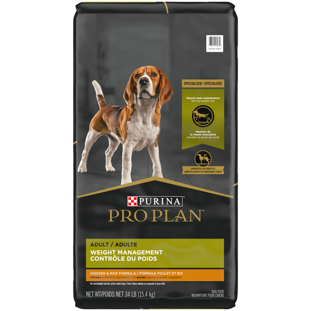 Nourriture sèche pour chien adulte contrôle du poids