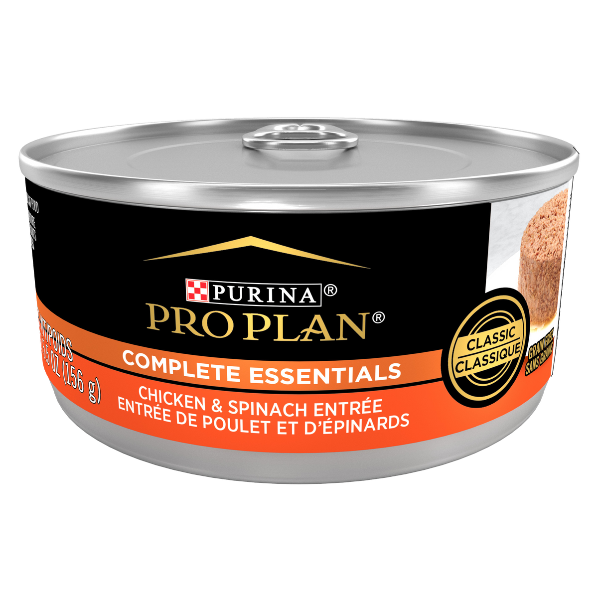 Nourriture humide classique sans grains pour chat, poulet et épinards 156 g