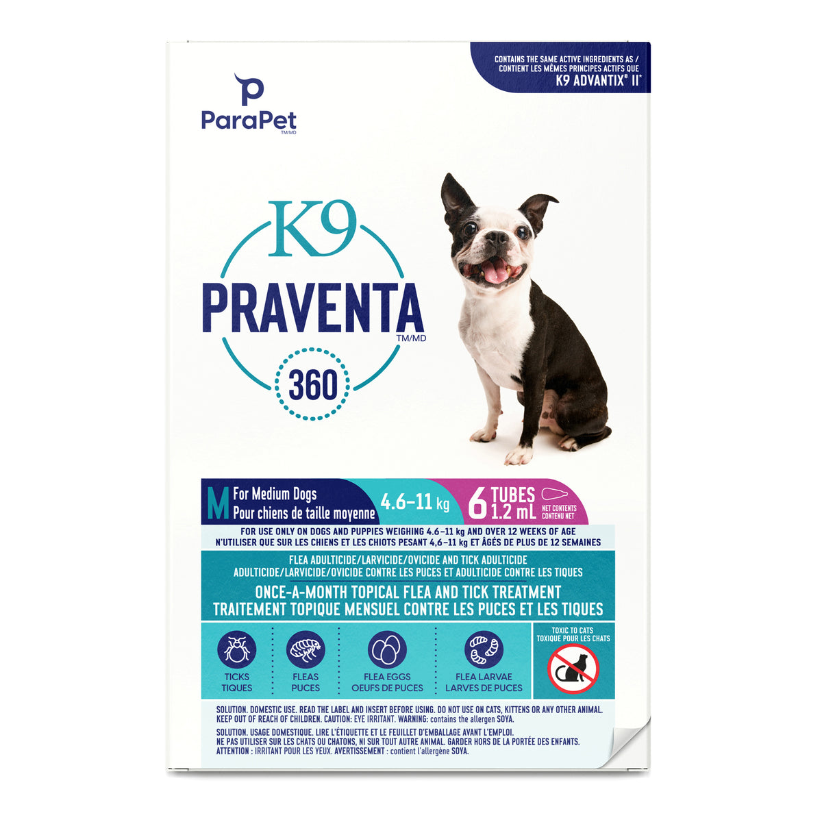 Traitement K9 Praventa 360 contre les puces et les tiques pour chien - Parapet
