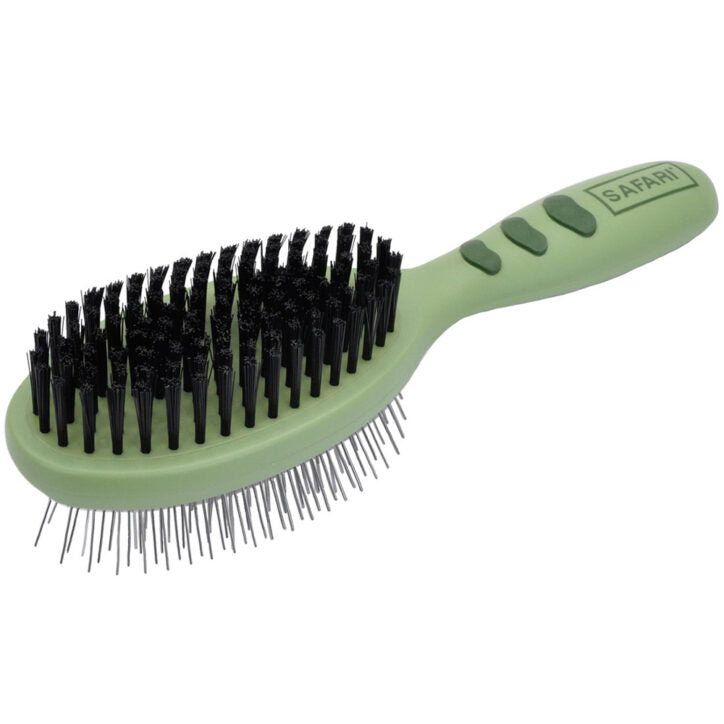 Brosse duo acier et soie pour chien
