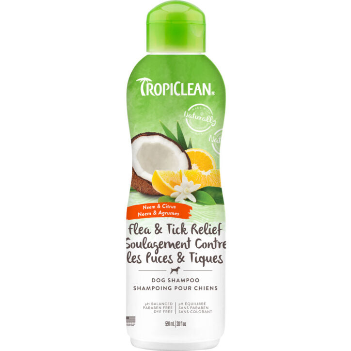 Shampoing contre les démangeaisons de puces et tiques neem et agrumes 592 ml