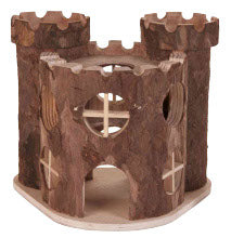 Château en bois naturel pour petits animaux 19 x 14 x 15 cm