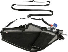 Ceinture ventrale avec laisse bungee et pochettes 70-130 cm gris et noir