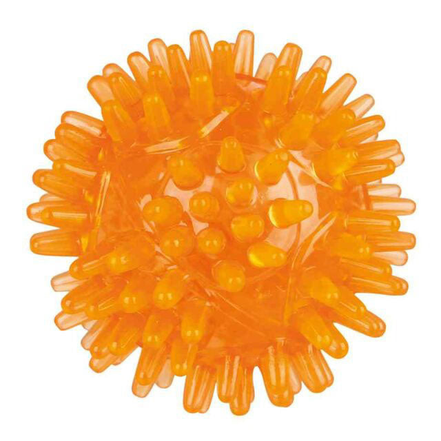 Balle clignotante hérisson en TPR orange 5 cm