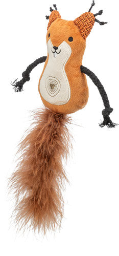 Peluche écureuil avec plumes et herbe à chat 12-24 cm