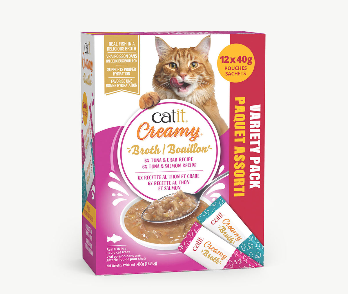 Bouillon Creamy assortiment au thon pour chat (paquet de 12)
