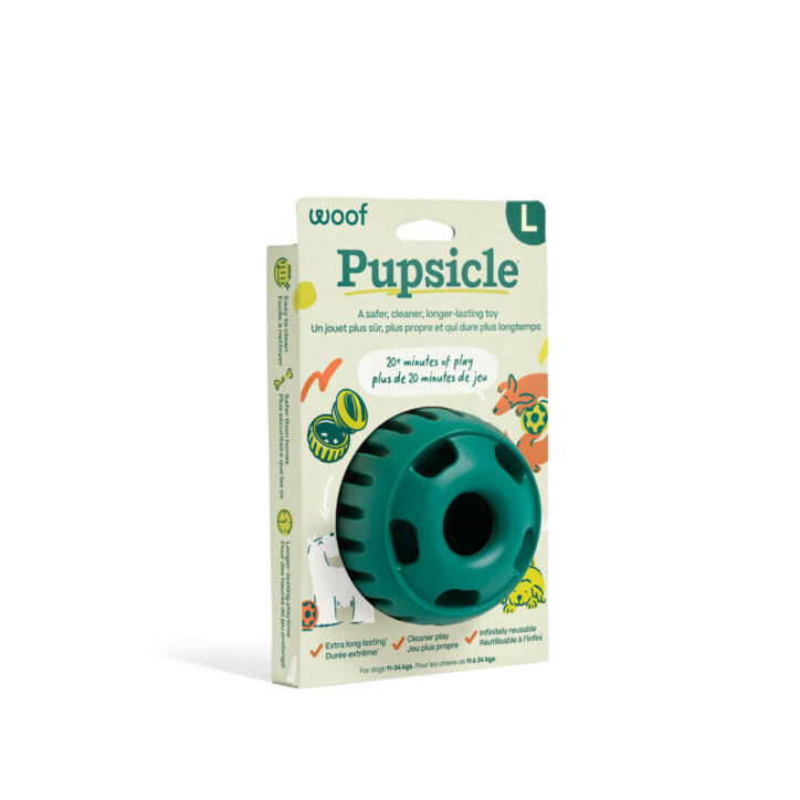 Jouet distributeur de gâteries Pupsicle vert pour chien
