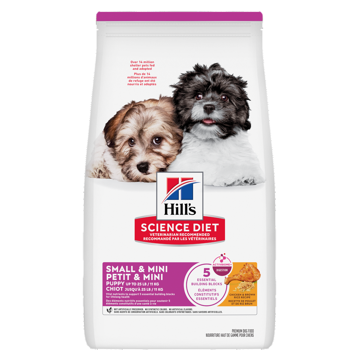 Chiot petite race poulet, orge et riz - nourriture sèche pour chien 2,04 kg