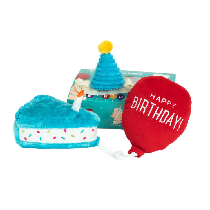 Peluche boîte d'anniversaire 3 pièces