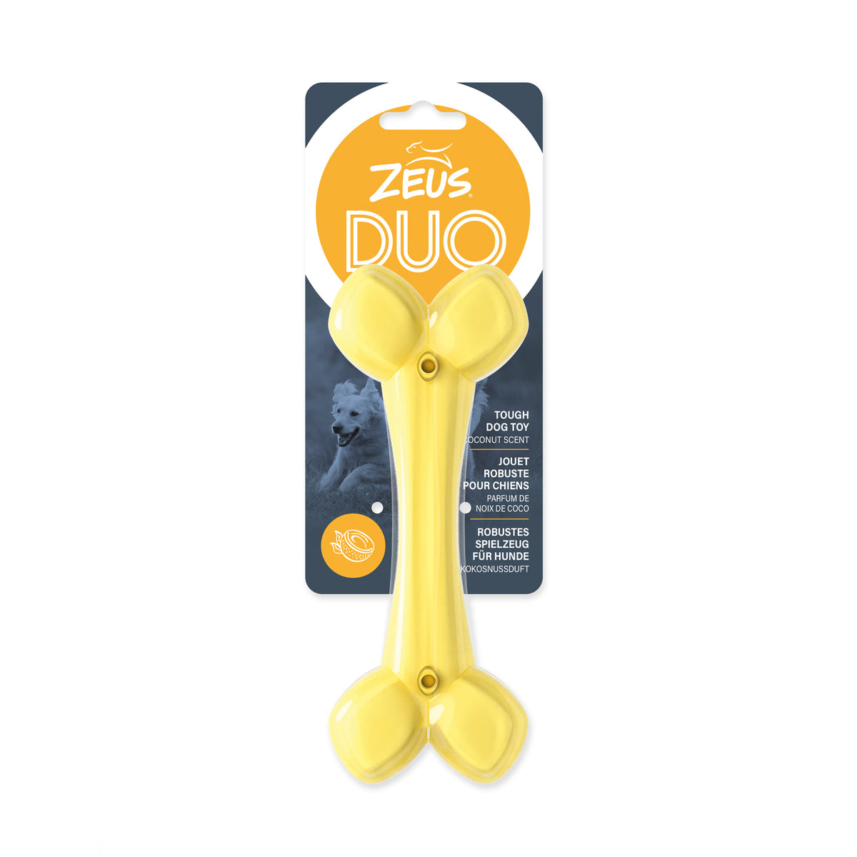Os Duo, parfum de noix de coco, jaune, 18 cm