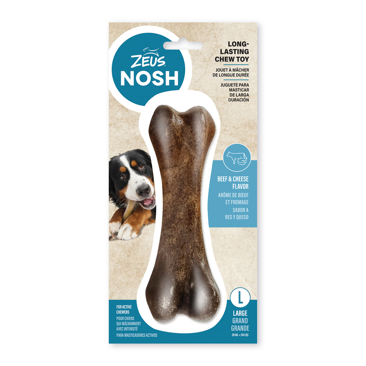 Os à mâcher Nosh robuste saveur bœuf et fromage pour chien - Zeus