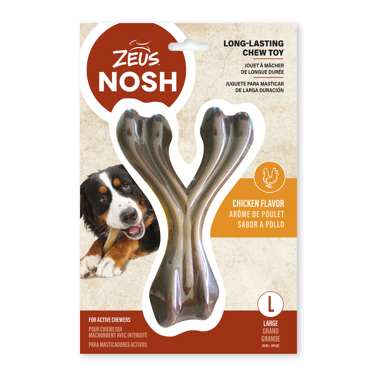 Jouet à mâcher robuste Nosh en forme d'os du bonheur