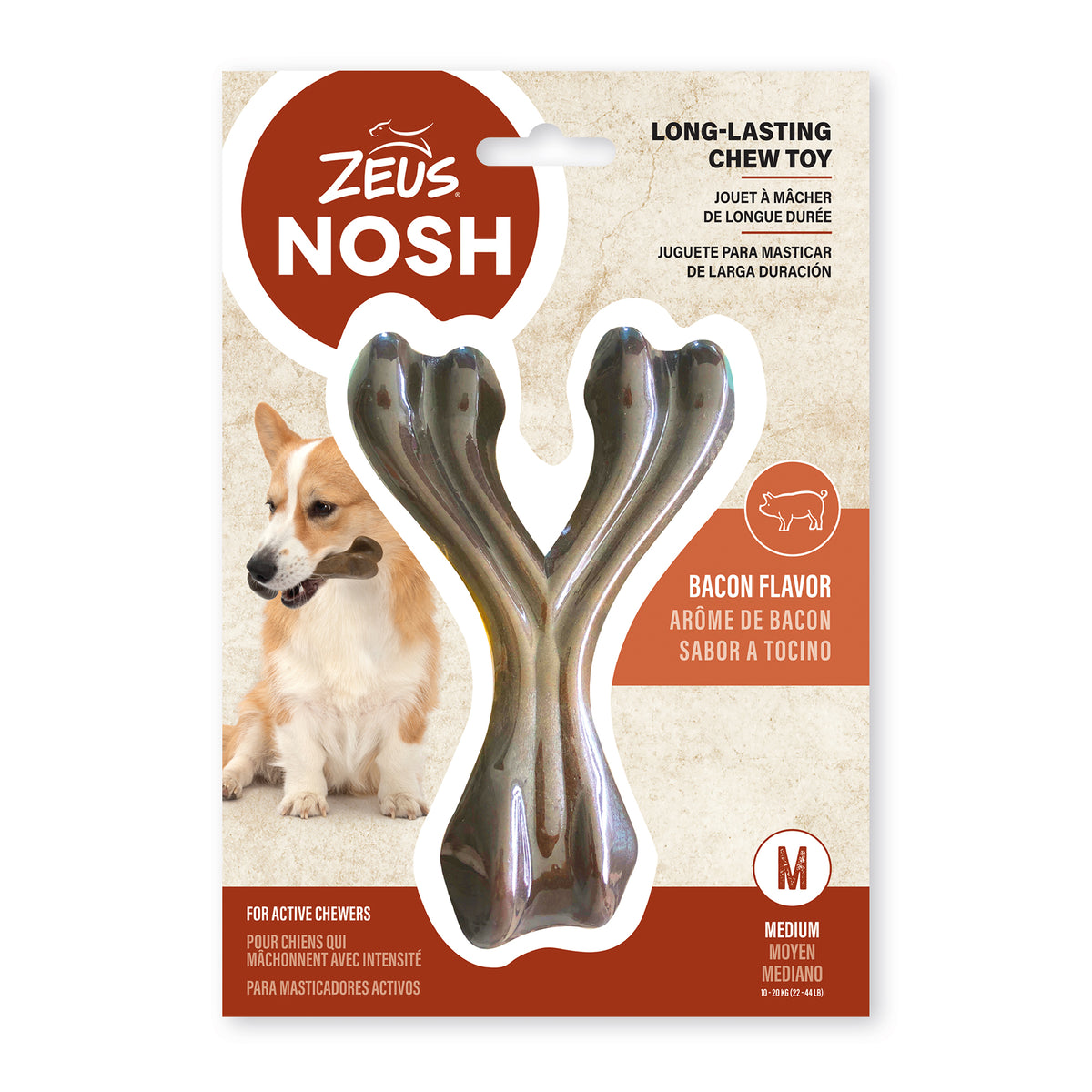 Jouet à mâcher robuste Nosh en forme d'os du bonheur