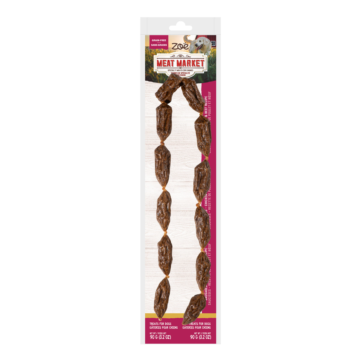 Gâteries Meat Market, saucisses au poulet et bœuf 90 g