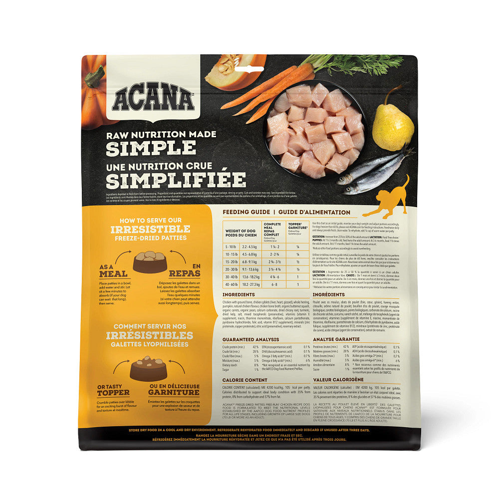 Galettes lyophilisées au poulet - nourriture lyophilisée pour chien 397 g