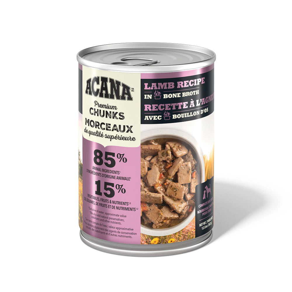 Morceaux d'agneau en bouillon d'os - nourriture humide pour chien 363 g