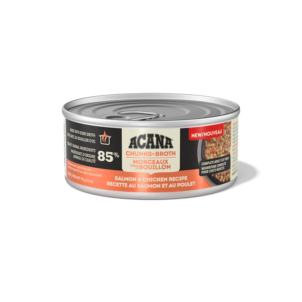 Morceaux en bouillon saumon et poulet - nourriture humide pour chat 155 g