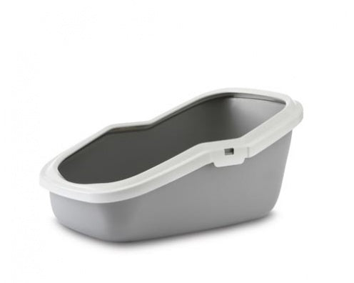 Bac à litière Aseo avec rebord gris 56 cm pour chat