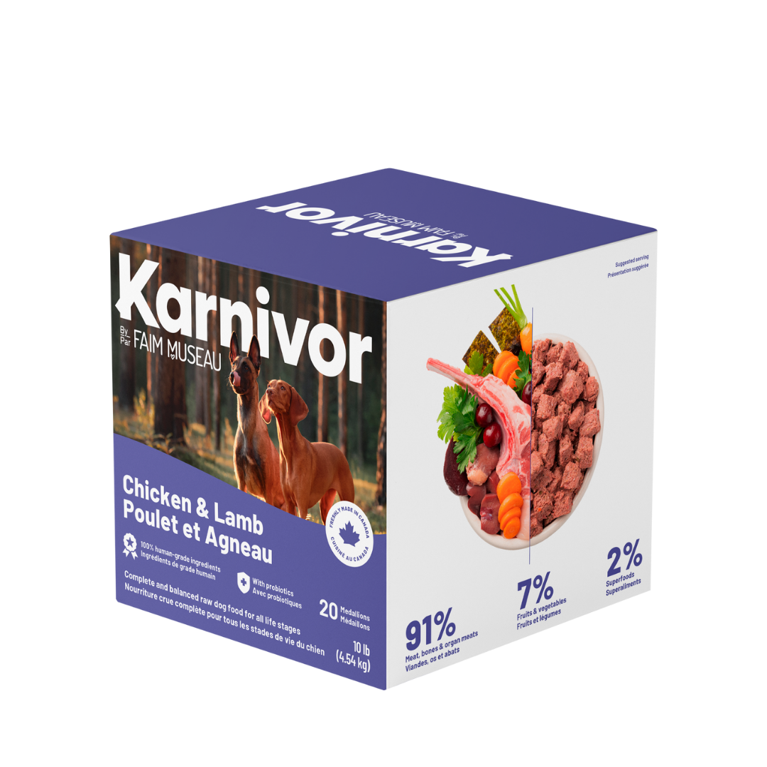 Nourriture crue au poulet et agneau pour chien - Karnivor