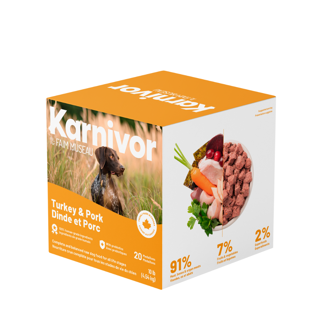 Dinde et porc - nourriture crue pour chien