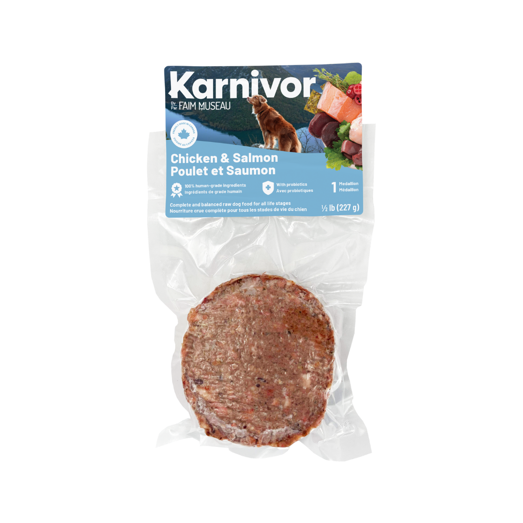 Nourriture crue au poulet et saumon pour chien - Karnivor
