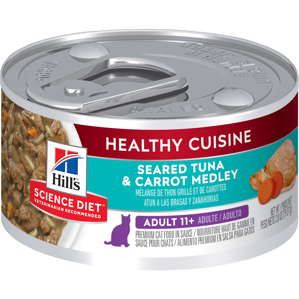 Cuisine santé sénior 11+ mélange de thon grillé et carottes - nourriture humide pour chat 79 g