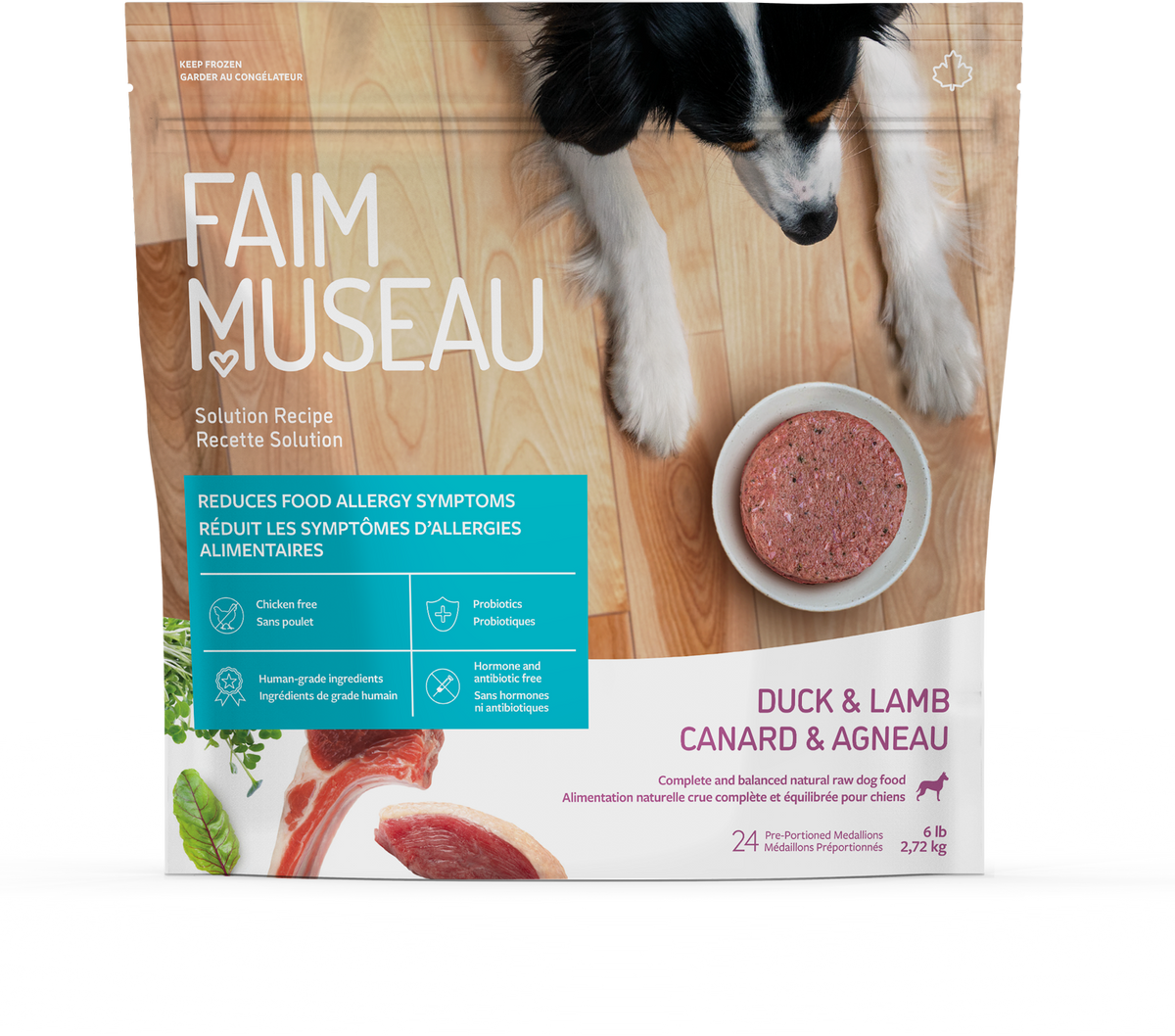 Canard et agneau - nourriture crue pour chien