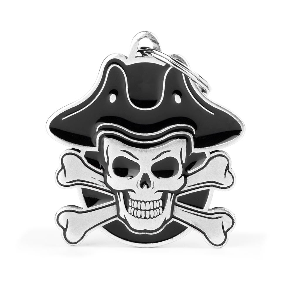 Médaille crâne de pirate Bronx argent vieilli
