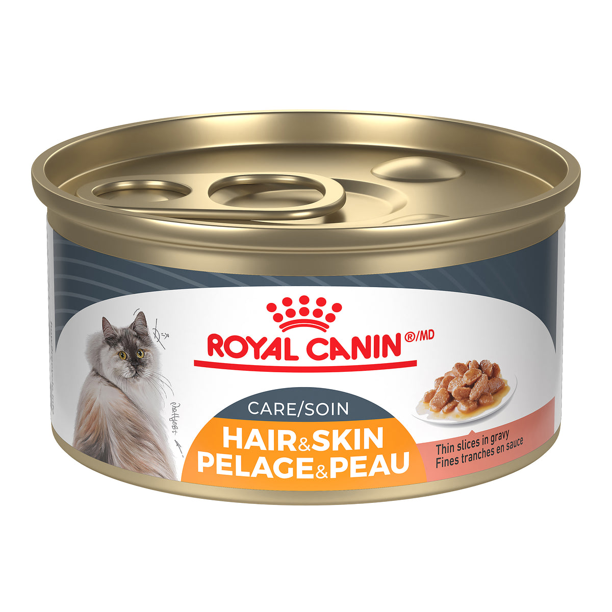 Soin pelage et peau fines tranches en sauce - nourriture humide pour chat 85 g