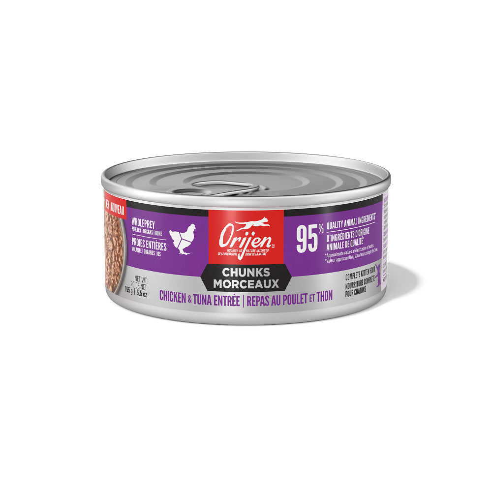 Morceaux repas au poulet et thon pour chaton - nourriture humide pour chat 155 g