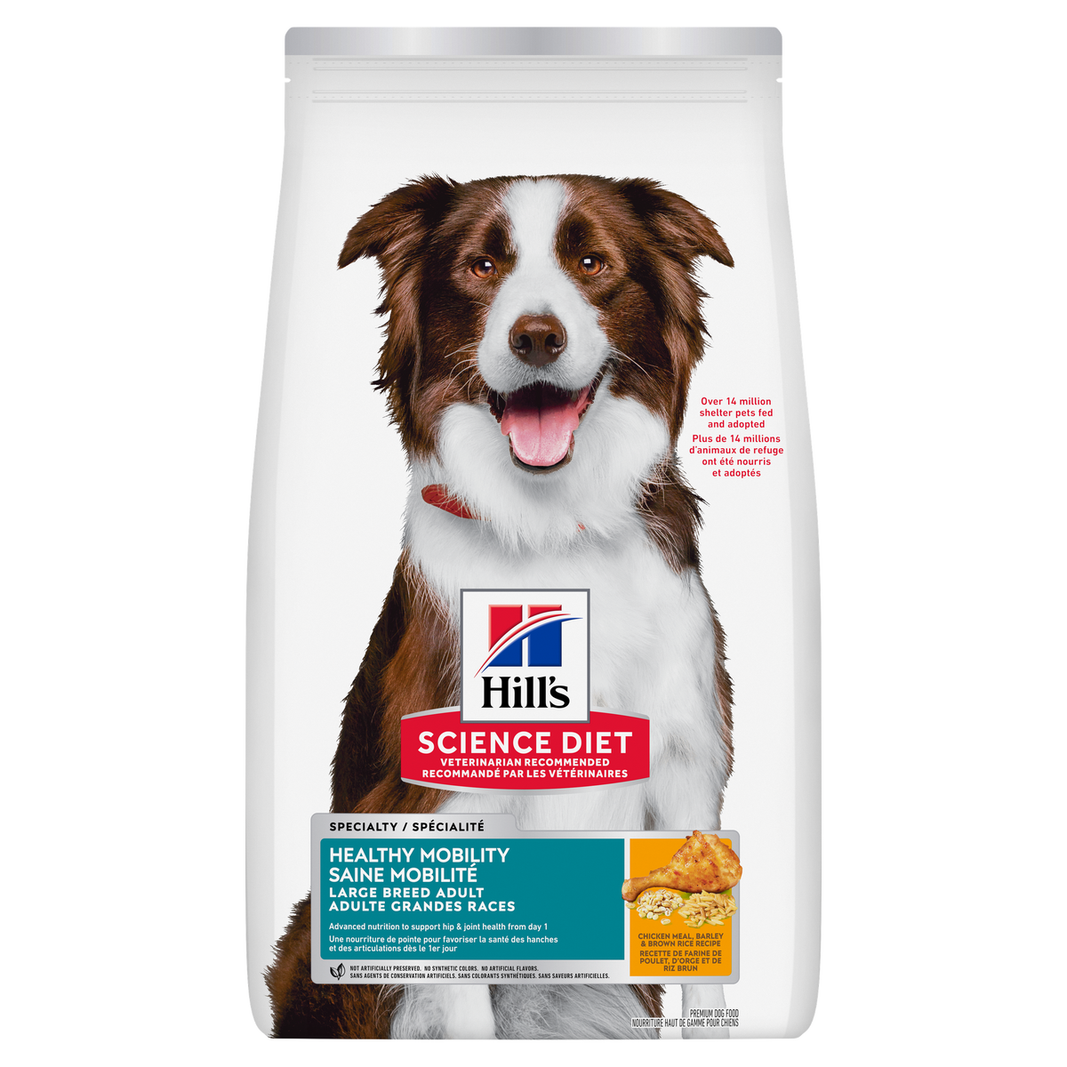 Mobilité saine adulte grande race poulet, riz et orge - nourriture sèche pour chien 13,61 kg