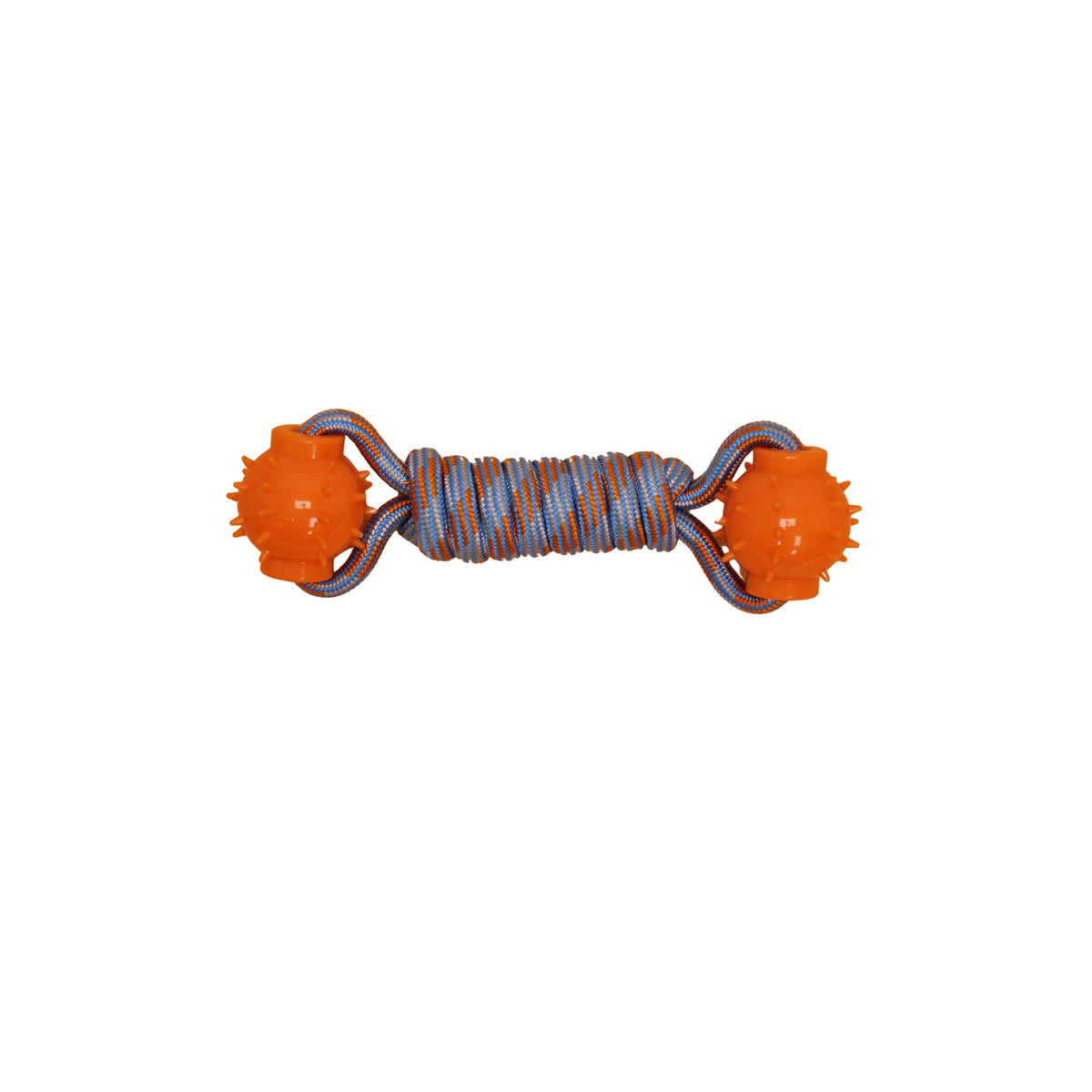 Corde flottante haltère orange et bleu 24 cm pour chien