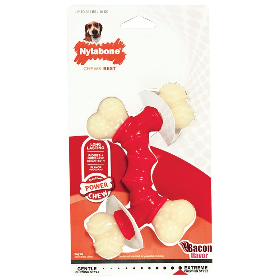 Os durable double plié saveur de bacon - os à mâcher pour chien