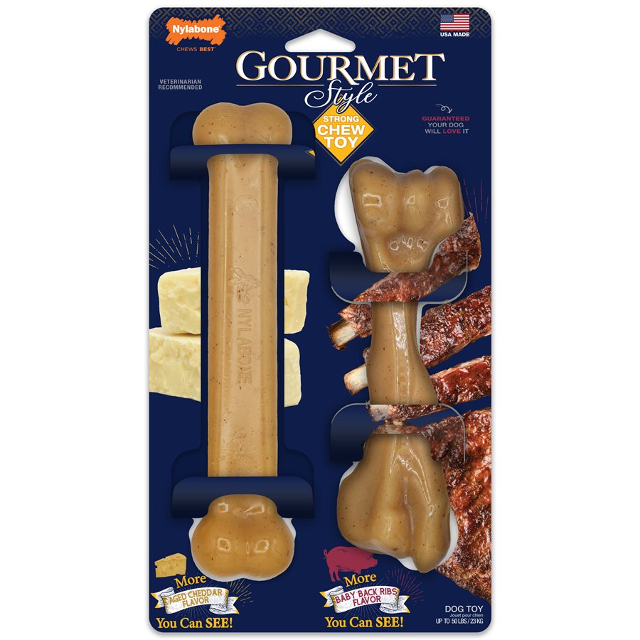 Fémurs durables Gourmet Style fromage et côtes grands et géants paquet de 2 - os à mâcher pour chien