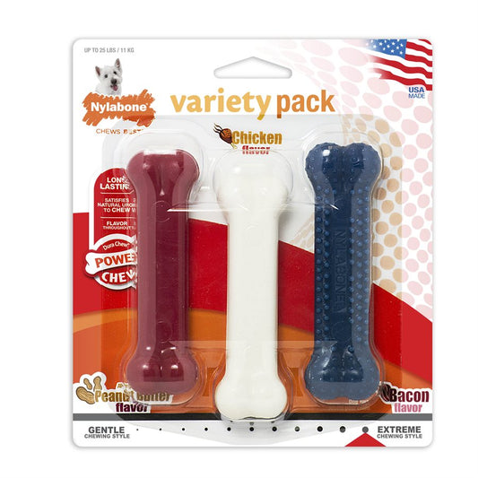 Os durables rouge, blanc et bleu réguliers paquet de 3 - os à mâcher pour chien