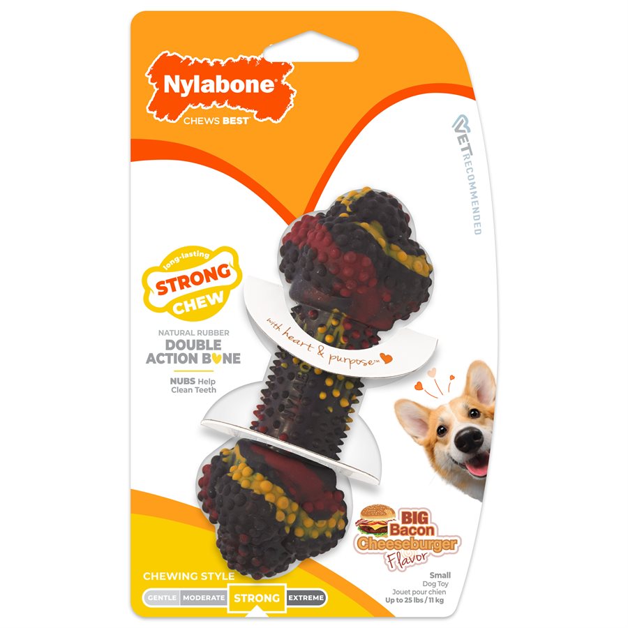Os double action cheeseburger au bacon - os à mâcher pour chien