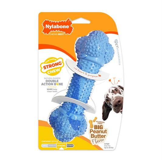 Os double action Power Chew saveur de beurre d'arachide bleu grand - os à mâcher pour chien