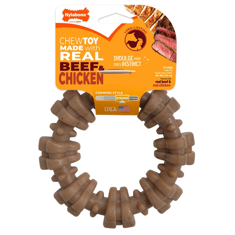Anneau Power Chew fait avec du vrai bœuf et poulet - os à mâcher pour chien