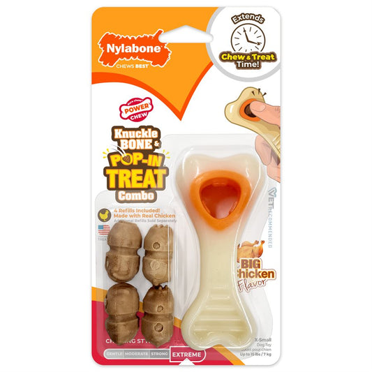 Osselet durable et jouet à gâteries saveur de poulet très petit - os à mâcher pour chien