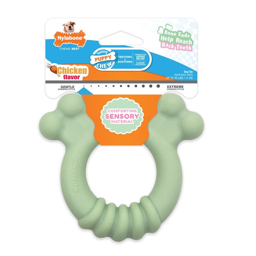 Anneau de dentition sensoriel pour chiot saveur de poulet petit et régulier - jouet pour chiot