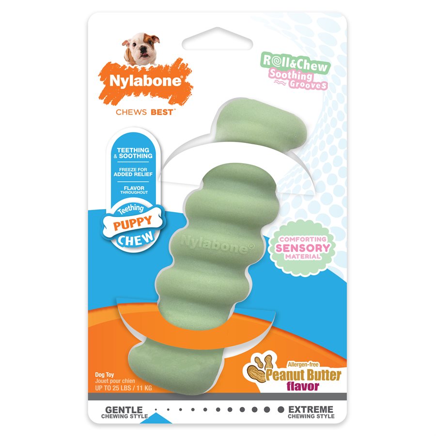 Anneau de dentition sensoriel pour chiot saveur de beurre d'arachide petit et régulier - jouet pour chiot