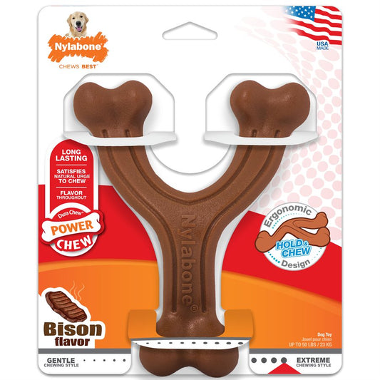 Bréchet ergonomique durable saveur de bison - os à mâcher pour chien
