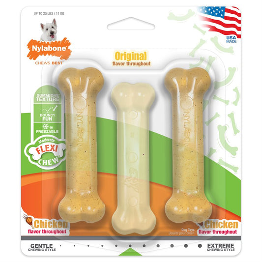 Os modérés 1 original et 2 poulet réguliers paquet de 3 - os à mâcher pour chien